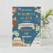 Boho Dinosaur 1. Geburtstag Einladung (Stehend Vorderseite)