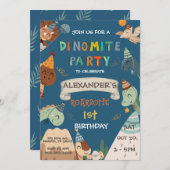 Boho Dinosaur 1. Geburtstag Einladung (Vorne/Hinten)