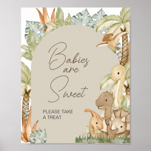 Boho Dinosaur Babydusche Babys sind süß Poster (Vorne)