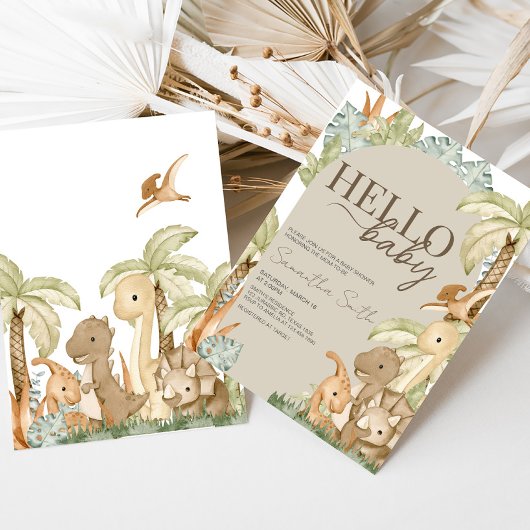 Boho Dinosaur Babydusche Einladung