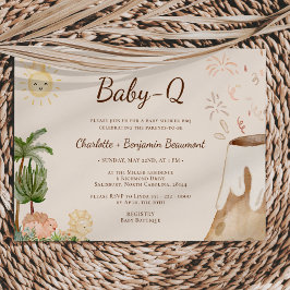 Boho Dinosaur Beige Baby-Q GRILLEN Baby Shower Einladung