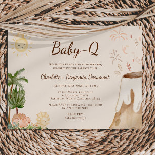 Boho Dinosaur Beige Baby-Q GRILLEN Baby Shower Einladung