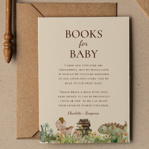 Boho Dinosaur Beige Babydusche Bücher für Baby Begleitkarte