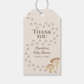 Boho Dinosaur Beige Babydusche Danke Geschenkanhänger (Vorderseite)