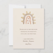 Boho Dinosaur Beige Babydusche Danke Karte (Rückseite)