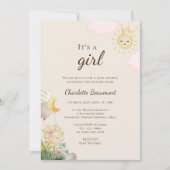 Boho Dinosaur Beige Es ist eine Mädchen-Babydusche Einladung (Vorderseite)