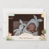 Boho Dinosaur Beige Zwei-Foto-Geburtserklärung Ankündigung (Vorderseite)