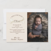 Boho Dinosaur Beige Zwei-Foto-Geburtserklärung Ankündigung (Rückseite)