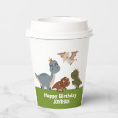 Boho Dinosaur Birthday grünes Thema Pappbecher (Rückseite)