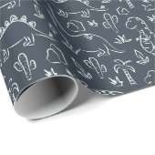 Boho Dinosaur Dino Boy Kids Baby T-Rex Dark Blue Geschenkpapier (Rolleneckpunkt)