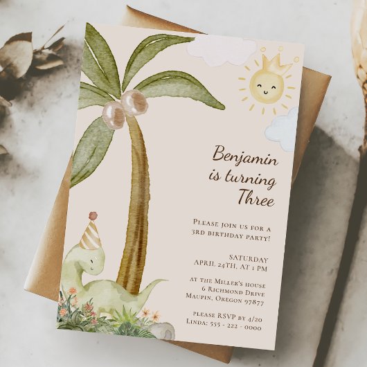 Boho Dinosaur jede Alterskinderpartei Einladung