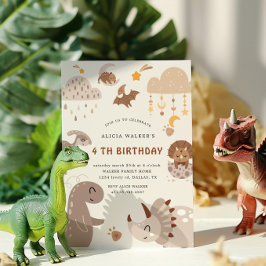 Boho Dinosaur Party Animals Kindergeburtstag Einladung