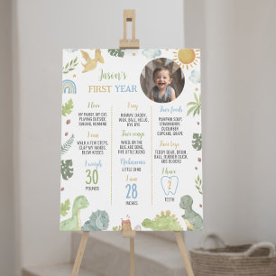 Boho Dinosaur Roar Erster Geburtstag Milestone-Zei Poster