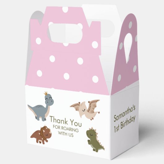 Boho Dinosaurs Pink Danke Danke für die Box Geschenkschachtel (Geöffnet)