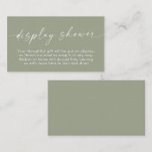 Boho Display Showcard | Sage Green Baby Dusche Begleitkarte (Vorne/Hinten)