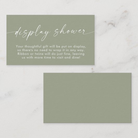 Boho Display Showcard | Sage Green Baby Dusche Begleitkarte (Vorne/Hinten)