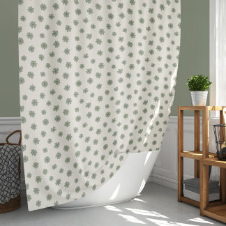 Boho Ditsy Sage Grün Floral Cottage Core Neutral Duschvorhang