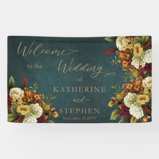 Boho Dk Aquamarin - Orange | Red Floral Bouquet We Banner (Horizontal)