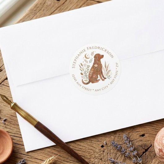 Boho Dog Address Labels – Dog Mom Gift Runder Aufkleber