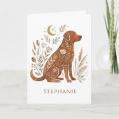 Boho Dog Lover Floral Art Notecard Dankeskarte (Vorderseite)