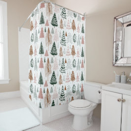 Boho Doodle Christmas Tree Pattern Duschvorhang