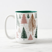 Boho Doodle Christmas Tree Pattern Zweifarbige Tasse (Links)