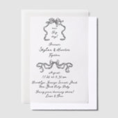 Boho Doodle handgeschriebene Retro Black Wedding Pergament Einladungen (Versetzt)
