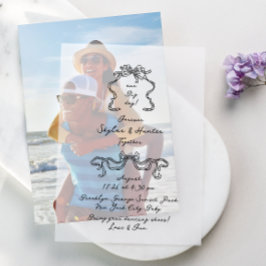 Boho Doodle handgeschriebene Retro Black Wedding Pergament Einladungen