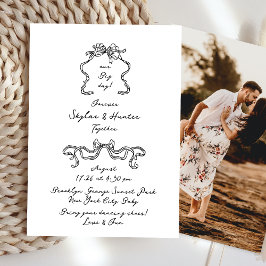 Boho Doodle handschriftlich Retro Schwarz & Weiß E Einladung