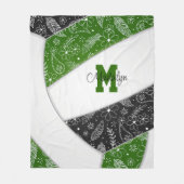 Boho doodle Muster grün schwarzen Volleyball Fleecedecke (Vorderseite)