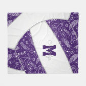 Boho doodle-Muster lila Volleyball Fleecedecke (Vorderseite (Horizontal))