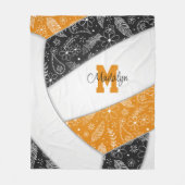 Boho doodle Muster schwarz orange Volleyball Fleecedecke (Vorderseite)