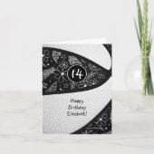 Boho doodle Schwarz-weißer Basketballkorb Geburtst Karte (Vorderseite)