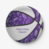 Boho Doodles lila Basketballfest Pappteller (Vorderseite)