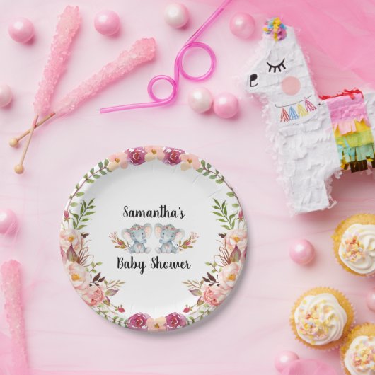 Boho Doppelelefant-Babyparty-Pappteller Pappteller (Party)