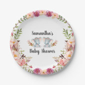 Boho Doppelelefant-Babyparty-Pappteller Pappteller (Vorderseite)
