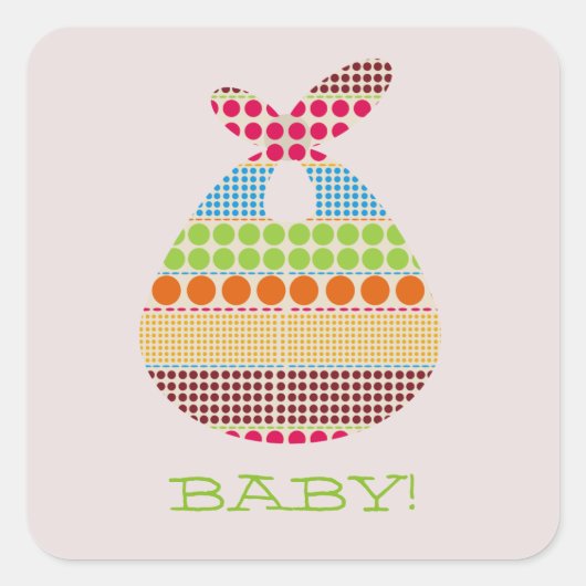 Boho Dots Bundle Neutral Baby Dusche Quadratischer Aufkleber (Vorderseite)