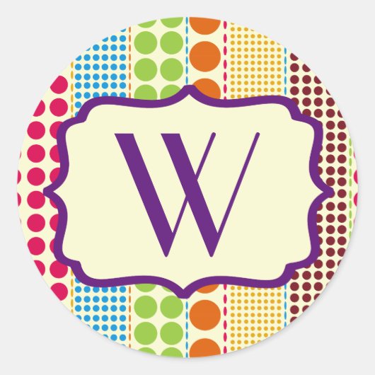 Boho Dots Monogram Sticker (Vorderseite)