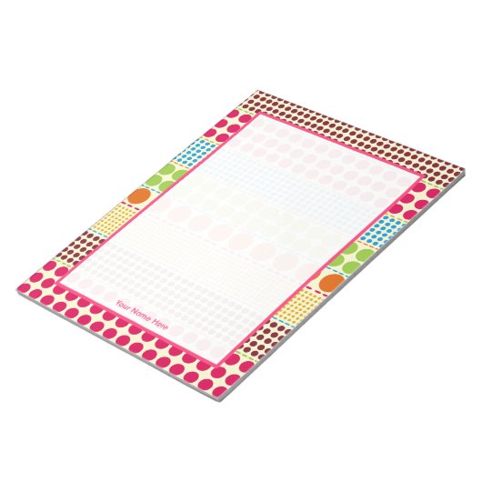 Boho Dots Personalisiert Notepad Notizblock (angewinkelt)