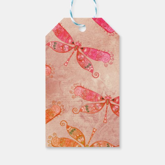 Boho Dragonfis in Rosa Geschenkanhänger (Rückseite)