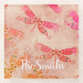 Boho Dragonfis in Rosa Glasuntersetzer (Vorderseite)