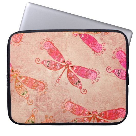 Boho Dragonfis in Rosa Laptopschutzhülle (Vorderseite)