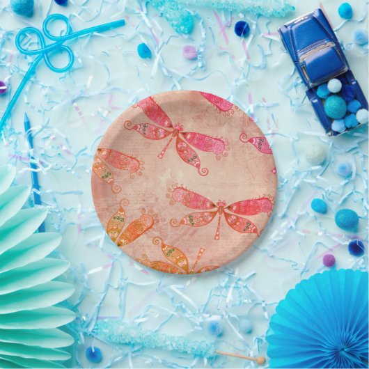 Boho Dragonfis in Rosa Pappteller (Party)