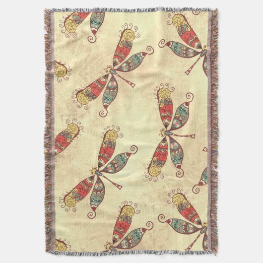 Boho Dragonflies in Sepia Decke (Vorderseite Vertikal)