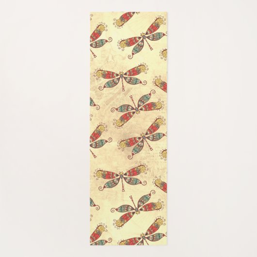 Boho Dragonflies in Sepia Yogamatte (Rückseite)