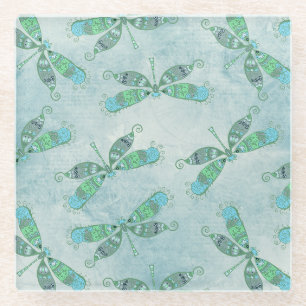 Boho Dragonfts in Blau Glasuntersetzer