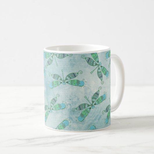 Boho Dragonfts in Blau Kaffeetasse (VorderseiteRechts)