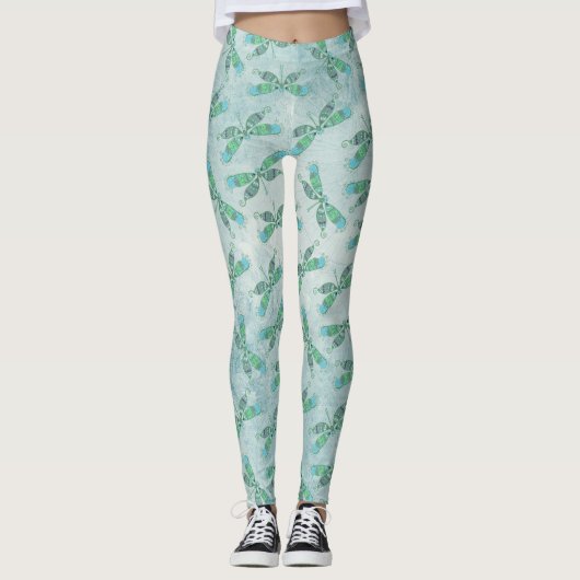 Boho Dragonfts in Blau Leggings (Vorderseite)