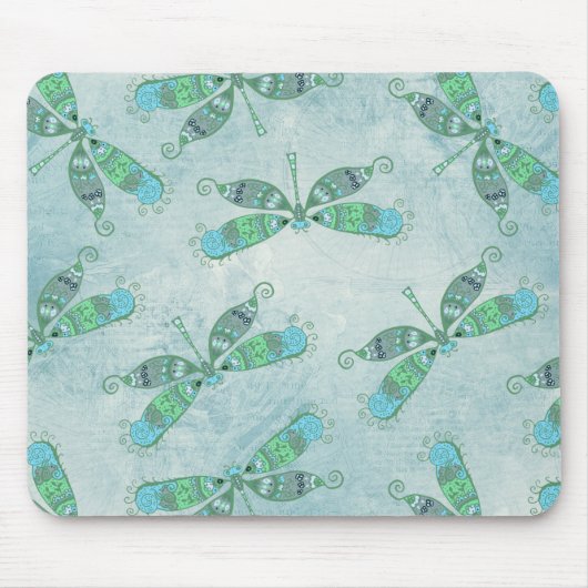 Boho Dragonfts in Blau Mousepad (Vorne)