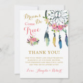 Boho Dream Catcher Baby Dusche Danke Karte (Vorderseite)